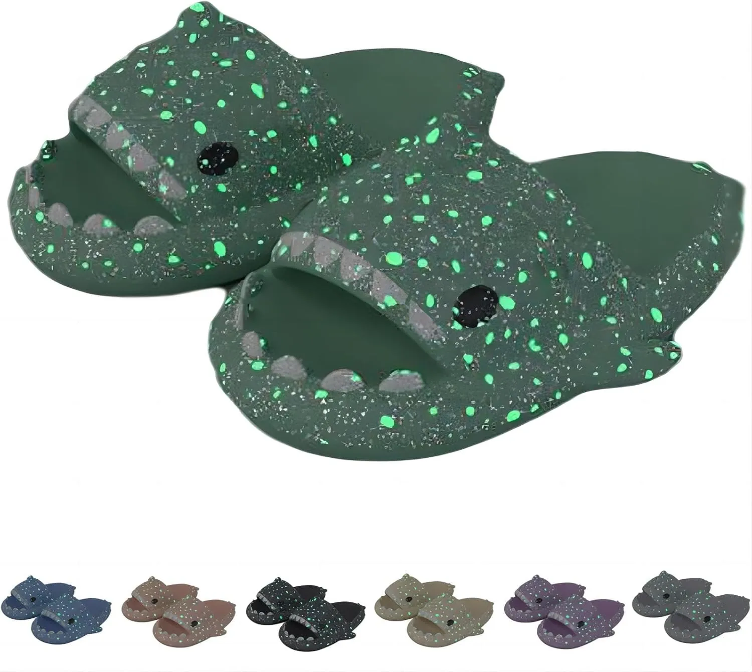 Galaxy Shark Slides, Luminous Shark Slippers, Glow in the Dark Thick Sole Non-slip Open Toe Shark Slippers