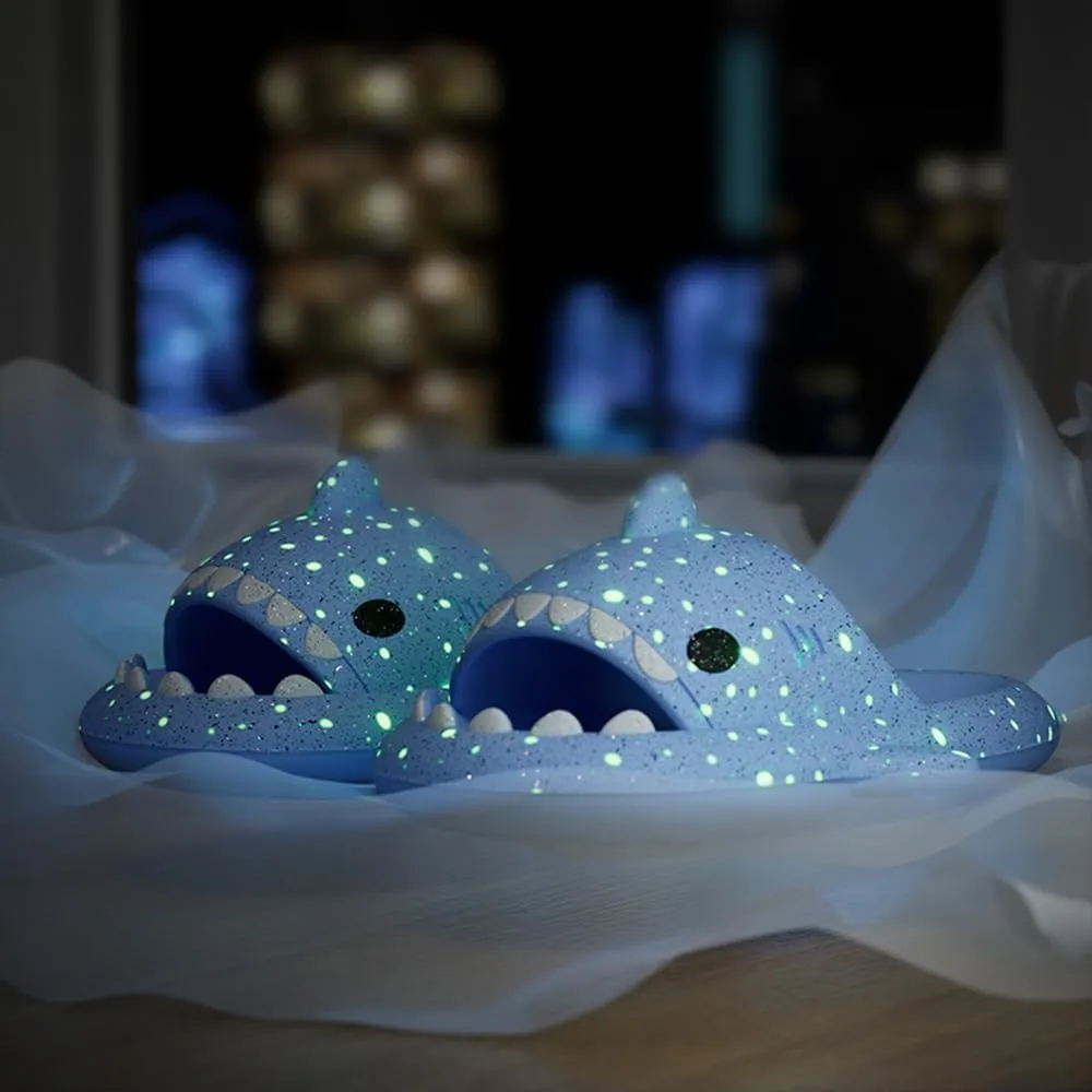 Galaxy Shark Slides, Luminous Shark Slippers, Glow in the Dark Thick Sole Non-slip Open Toe Shark Slippers