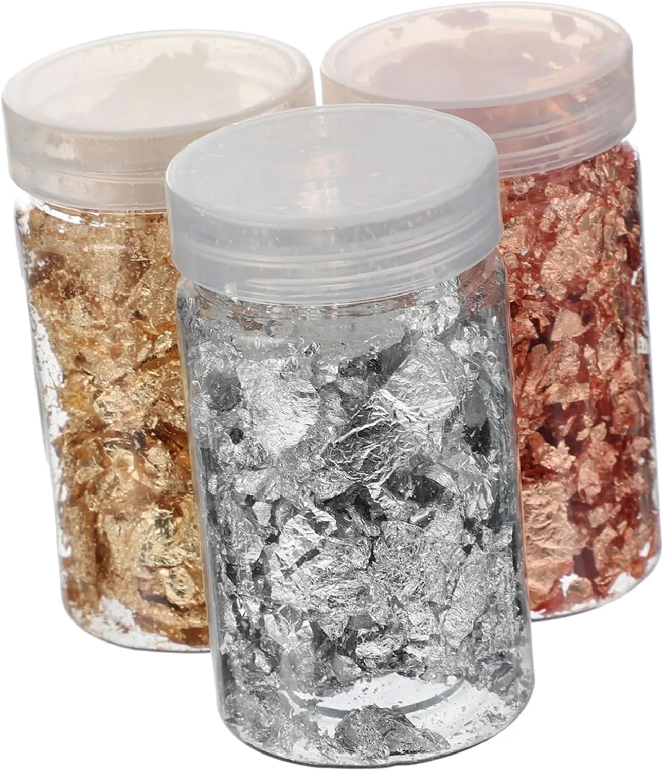 Gatuida 2pcs 3 Metallic Foil Flakes Gilding for Nail Adhesive Sheets Sequin Flakes Easy to Apply Perfect for Craft