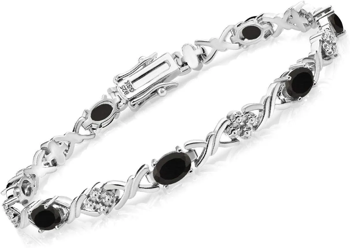 Gem Stone King Infinity Link Gemstone Birthstone Tennis Bracelet for Women | 925 Sterling Silver | Oval 6X4MM | 7 Inch with Secure Clasp | Fine Jewelry for Her Mom Wife Anniversary