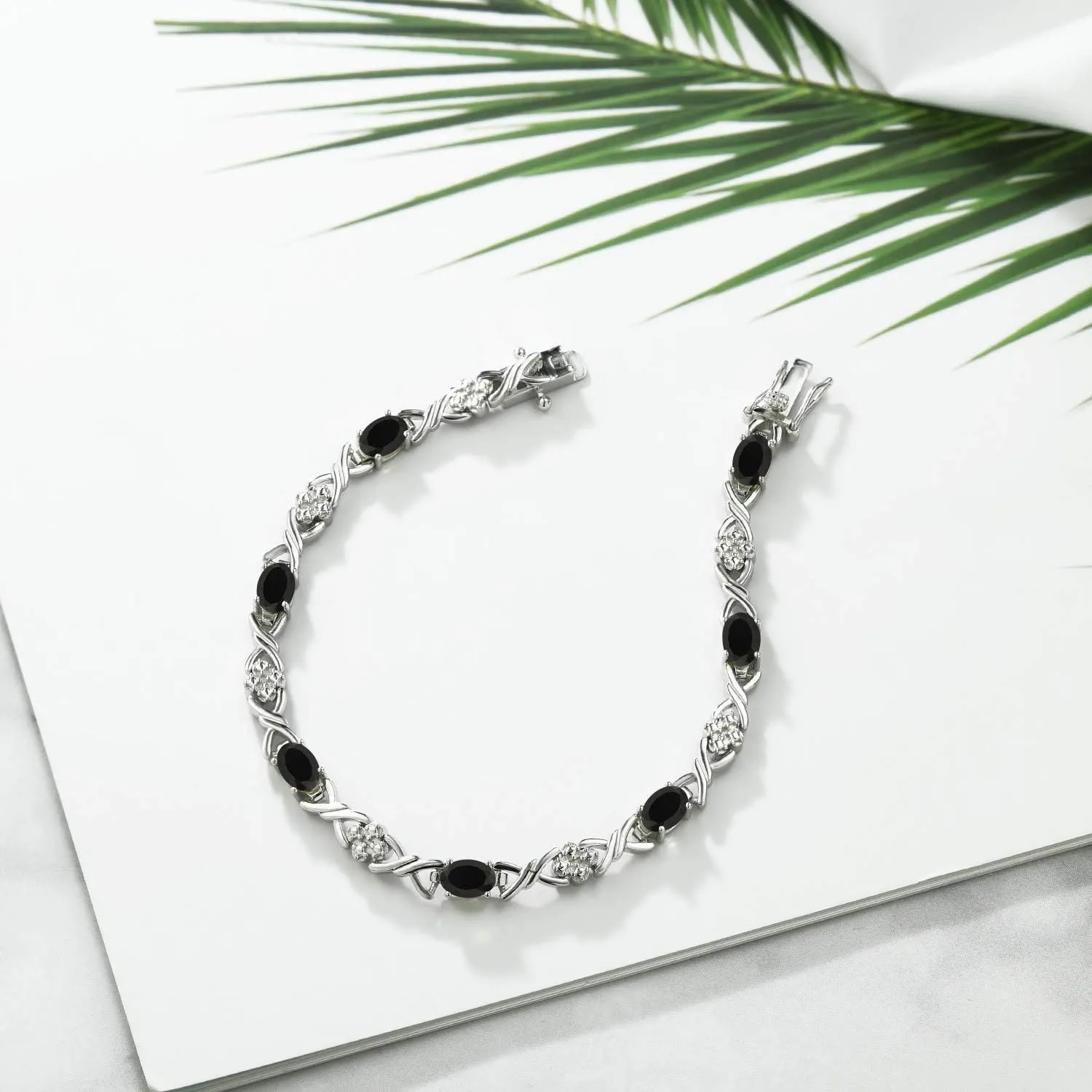 Gem Stone King Infinity Link Gemstone Birthstone Tennis Bracelet for Women | 925 Sterling Silver | Oval 6X4MM | 7 Inch with Secure Clasp | Fine Jewelry for Her Mom Wife Anniversary