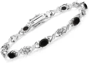 Gem Stone King Infinity Link Gemstone Birthstone Tennis Bracelet for Women | 925 Sterling Silver | Oval 6X4MM | 7 Inch with Secure Clasp | Fine Jewelry for Her Mom Wife Anniversary