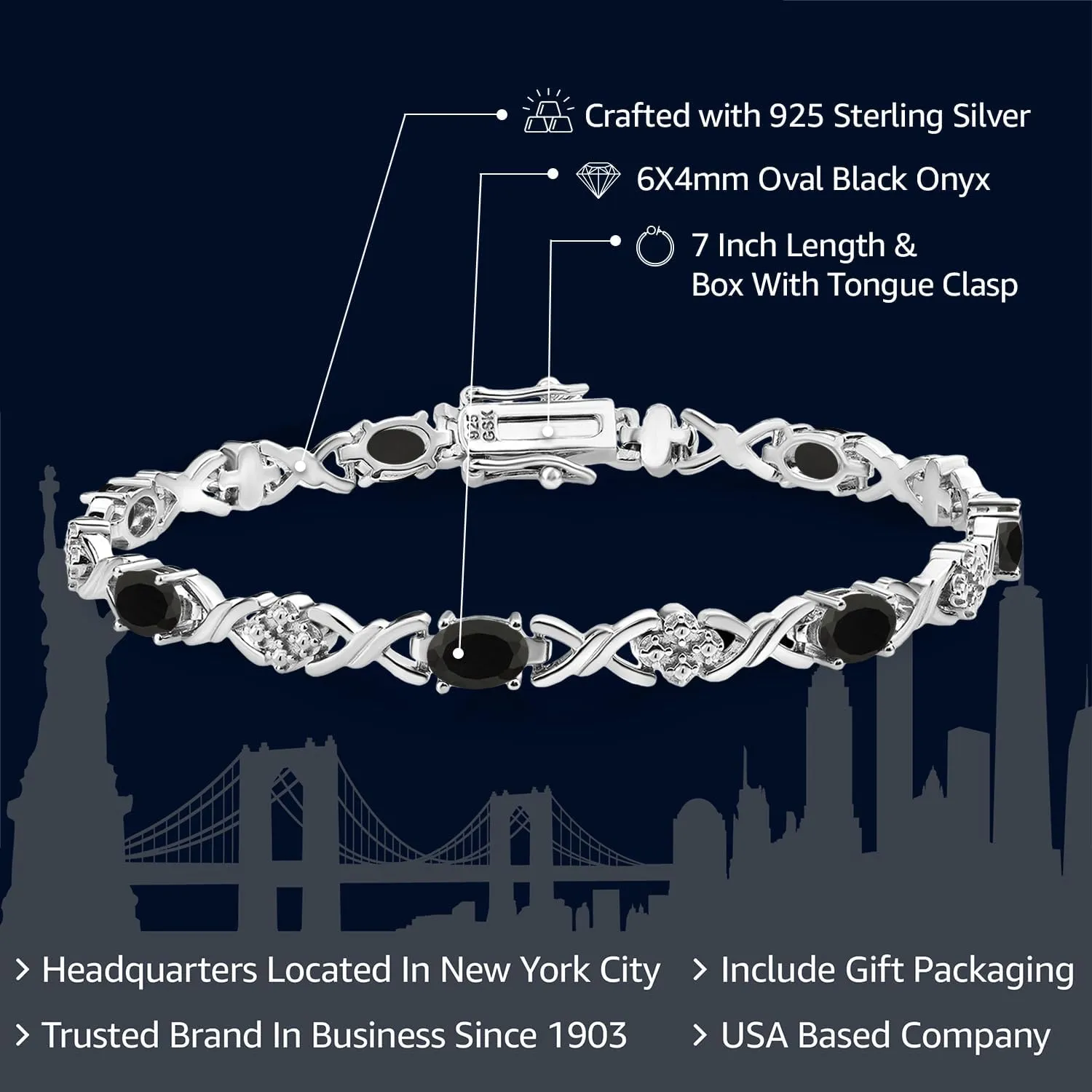 Gem Stone King Infinity Link Gemstone Birthstone Tennis Bracelet for Women | 925 Sterling Silver | Oval 6X4MM | 7 Inch with Secure Clasp | Fine Jewelry for Her Mom Wife Anniversary