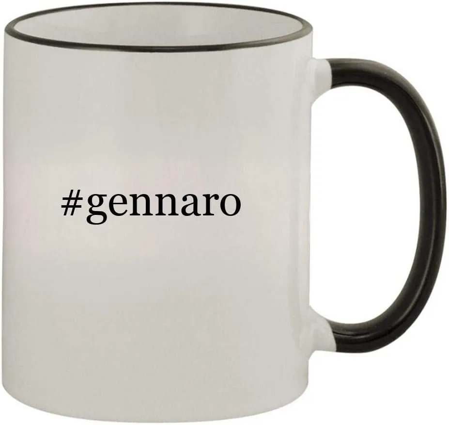 #gennaro - 11oz Colored Handle and Rim Coffee Mug, Black
