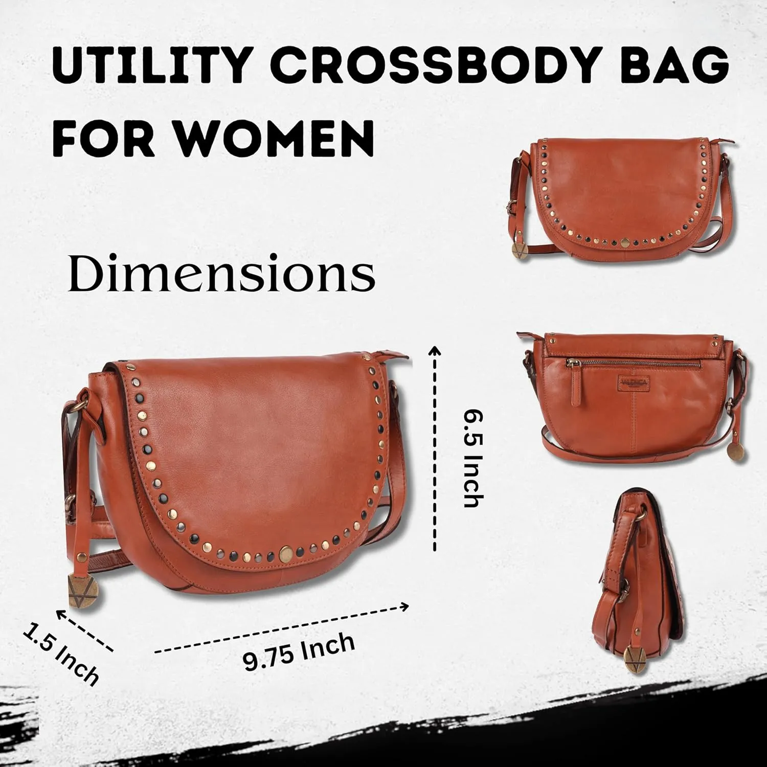 Genuine Italian Leather Boho Studded Crossbody Shoulder Bag - Stylish, Durable, & Perfect for Everyday Use for women