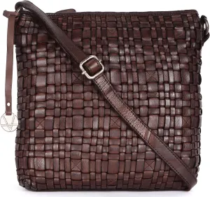 Genuine Leather Crossbody Sling Bag for Women, Purse for Women Trendy Casual Office Bag with Adjustable Strap