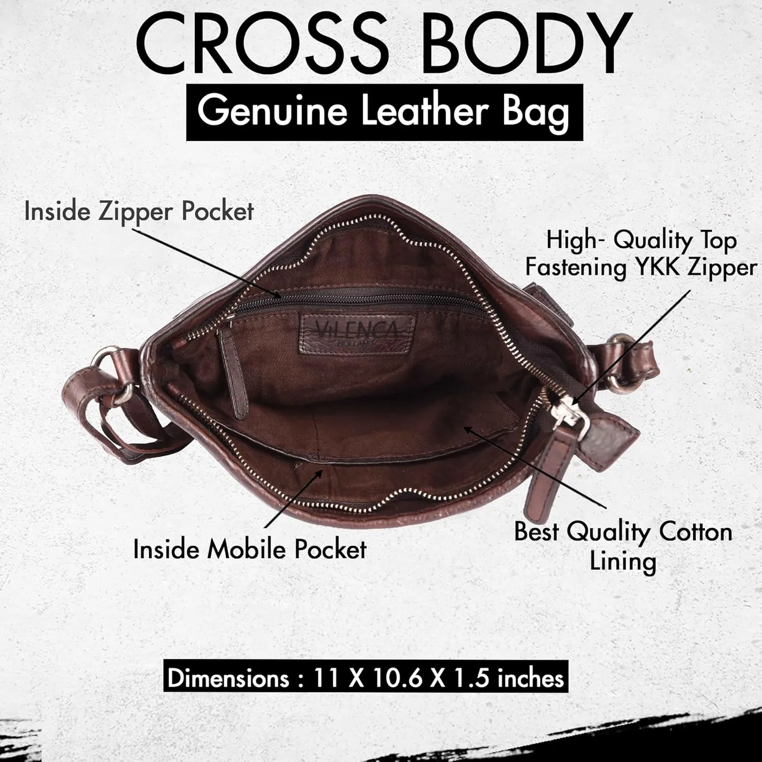 Genuine Leather Crossbody Sling Bag for Women, Purse for Women Trendy Casual Office Bag with Adjustable Strap