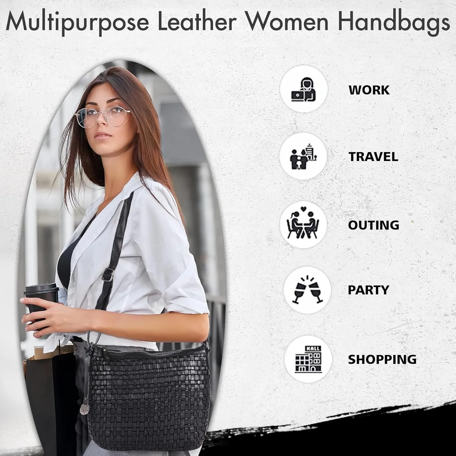 Genuine Leather Crossbody Sling Bag for Women, Purse for Women Trendy Casual Office Bag with Adjustable Strap