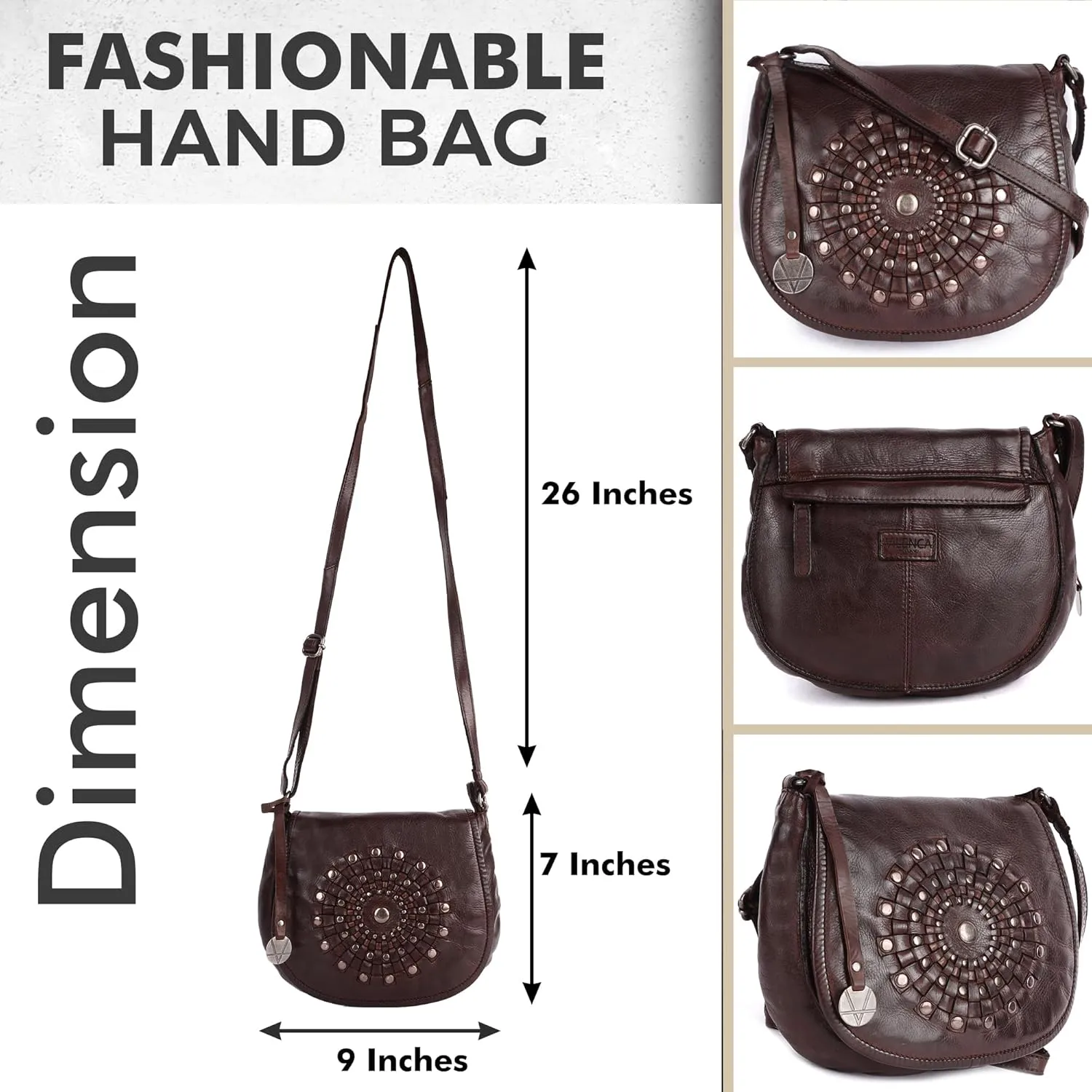Genuine Leather Crossbody Sling Bag for Women, Purse for Women Trendy Casual Office Bag with Adjustable Strap