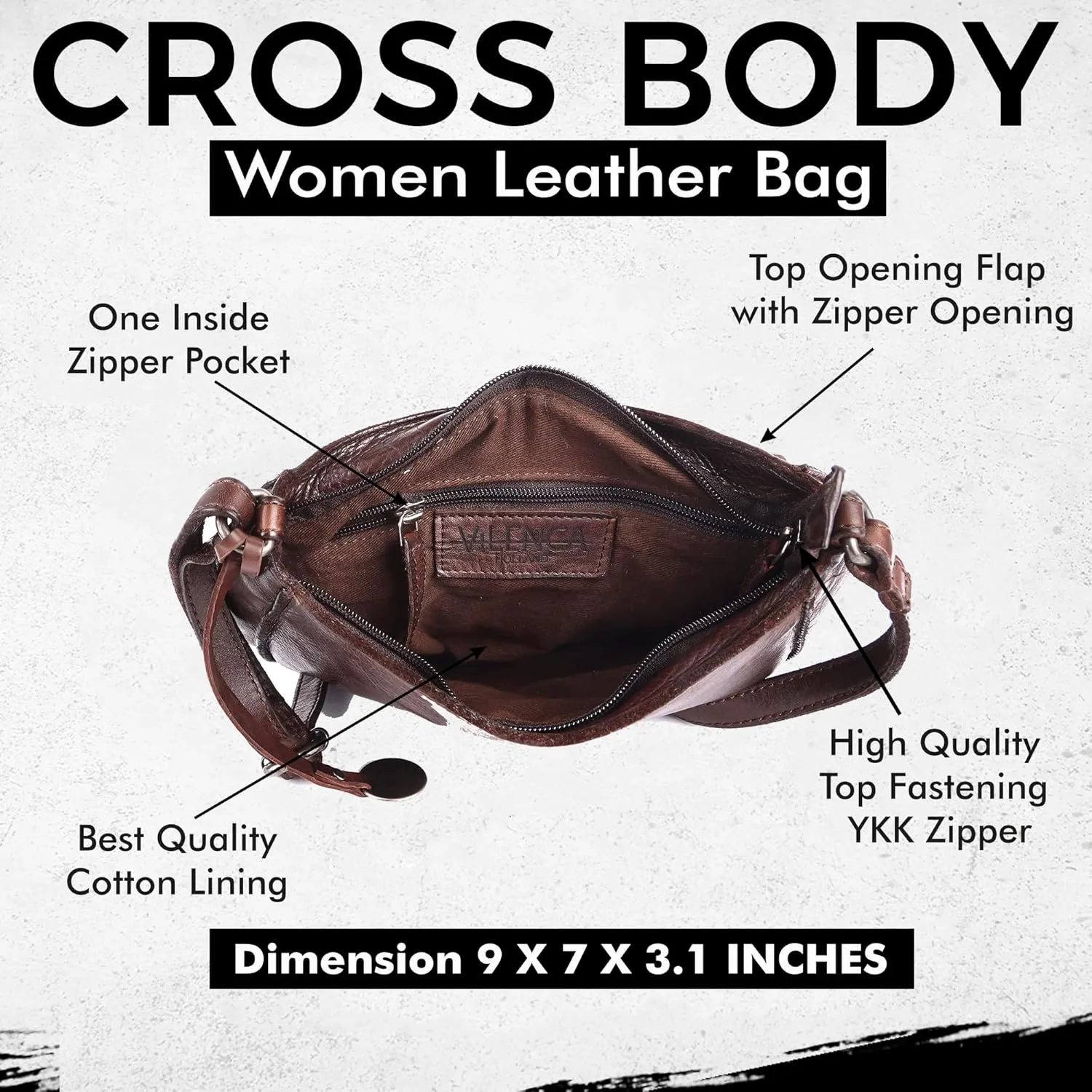 Genuine Leather Crossbody Sling Bag for Women, Purse for Women Trendy Casual Office Bag with Adjustable Strap