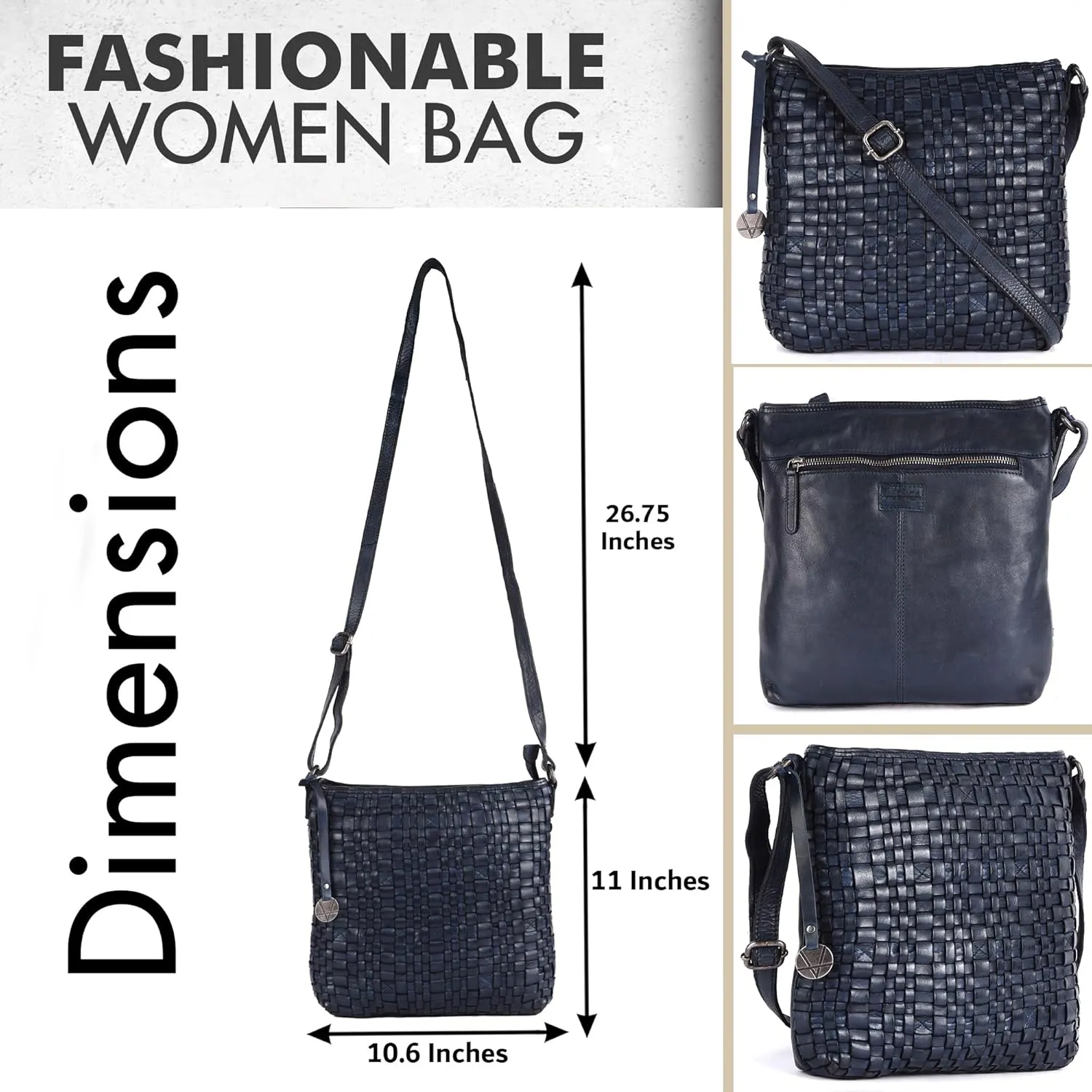 Genuine Leather Crossbody Sling Bag for Women, Purse for Women Trendy Casual Office Bag with Adjustable Strap