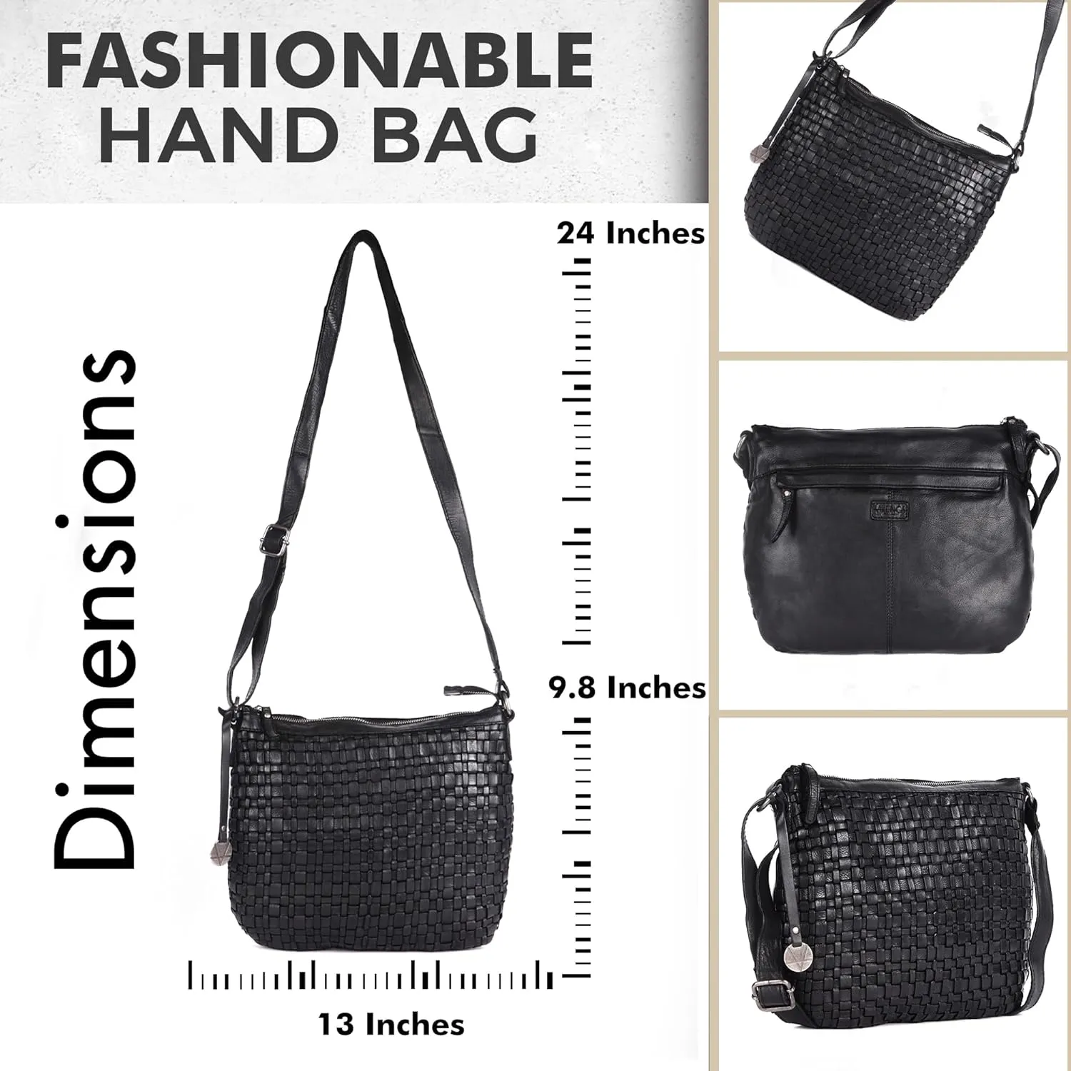 Genuine Leather Crossbody Sling Bag for Women, Purse for Women Trendy Casual Office Bag with Adjustable Strap