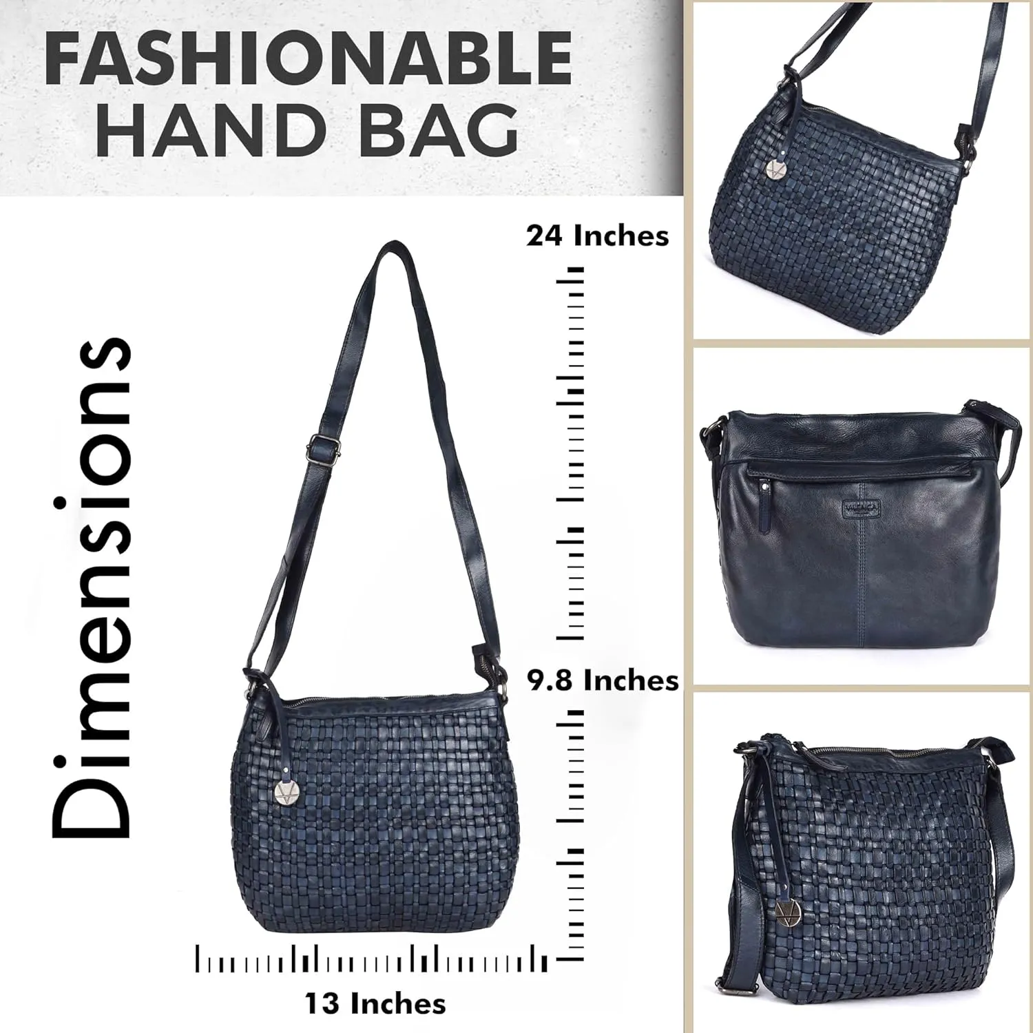 Genuine Leather Crossbody Sling Bag for Women, Purse for Women Trendy Casual Office Bag with Adjustable Strap