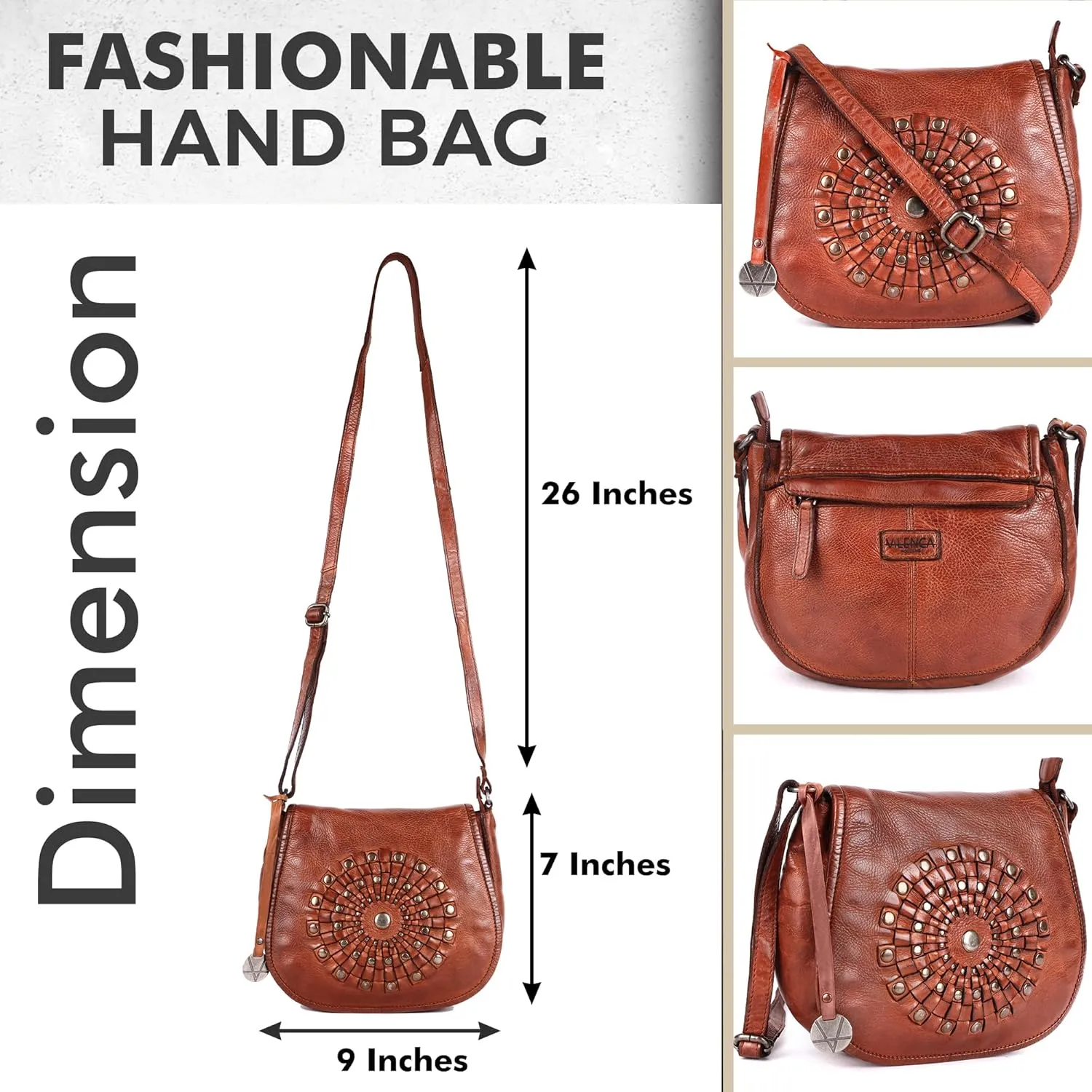Genuine Leather Crossbody Sling Bag for Women, Purse for Women Trendy Casual Office Bag with Adjustable Strap