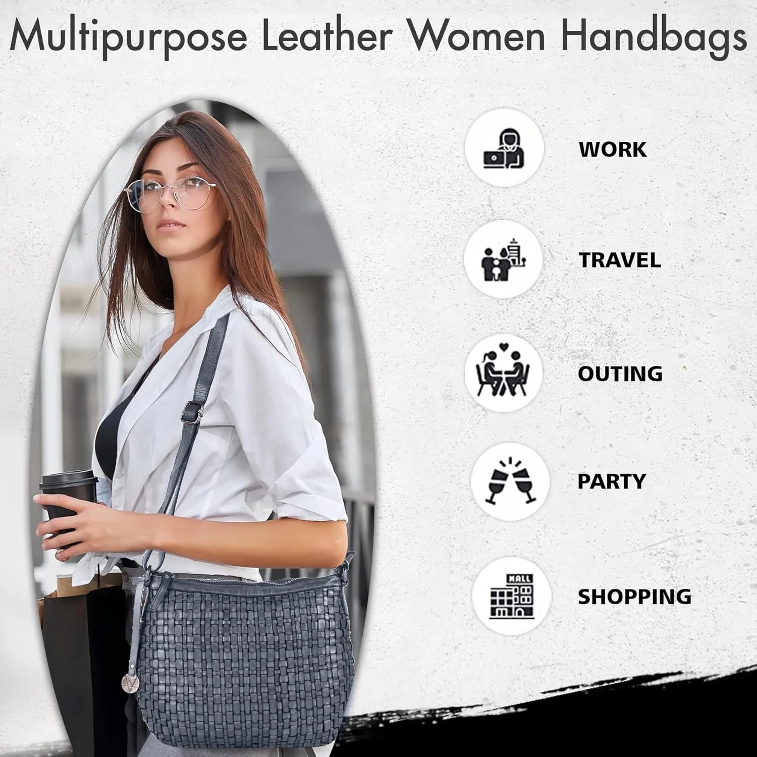 Genuine Leather Crossbody Sling Bag for Women, Purse for Women Trendy Casual Office Bag with Adjustable Strap