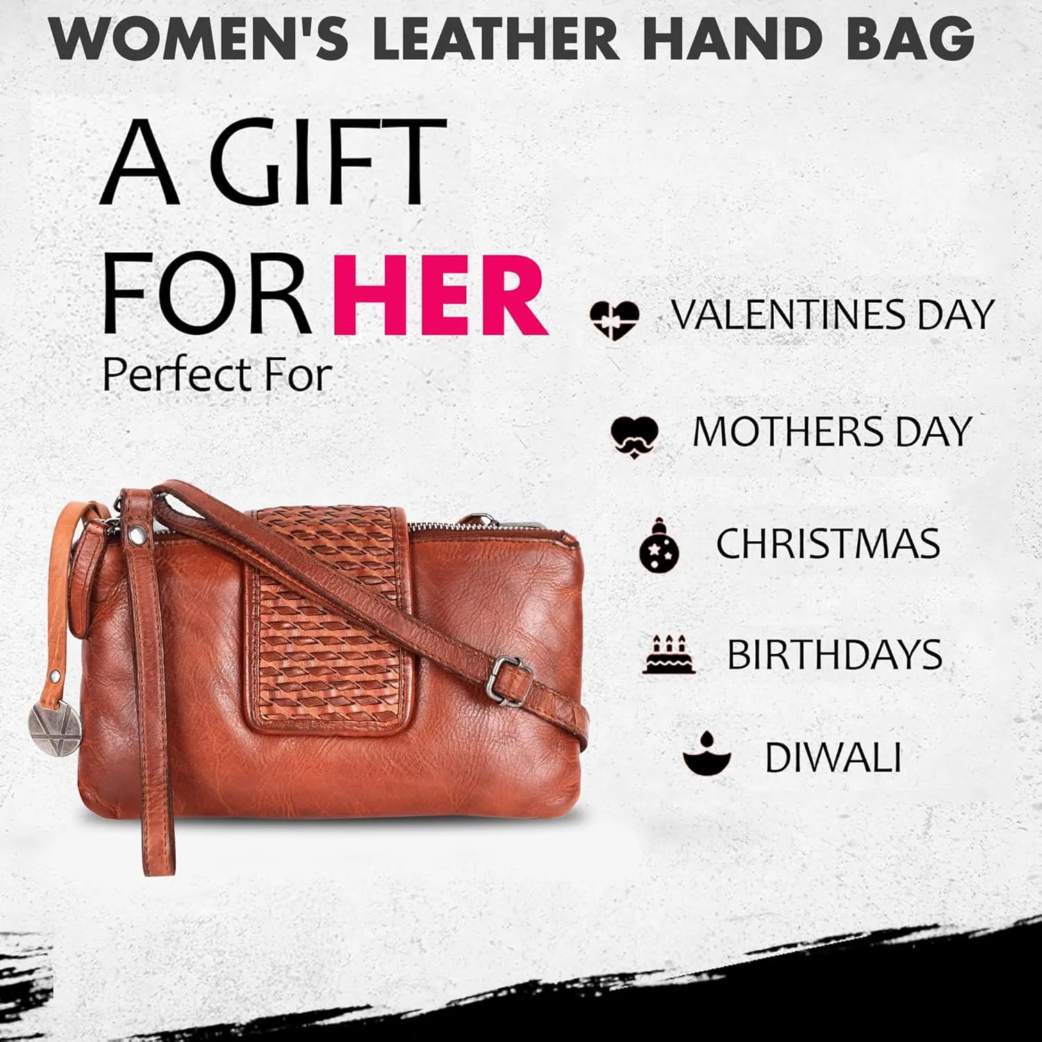 Genuine Leather Crossbody Sling Bag for Women - Trendy Casual Office Bag with Adjustable Strap