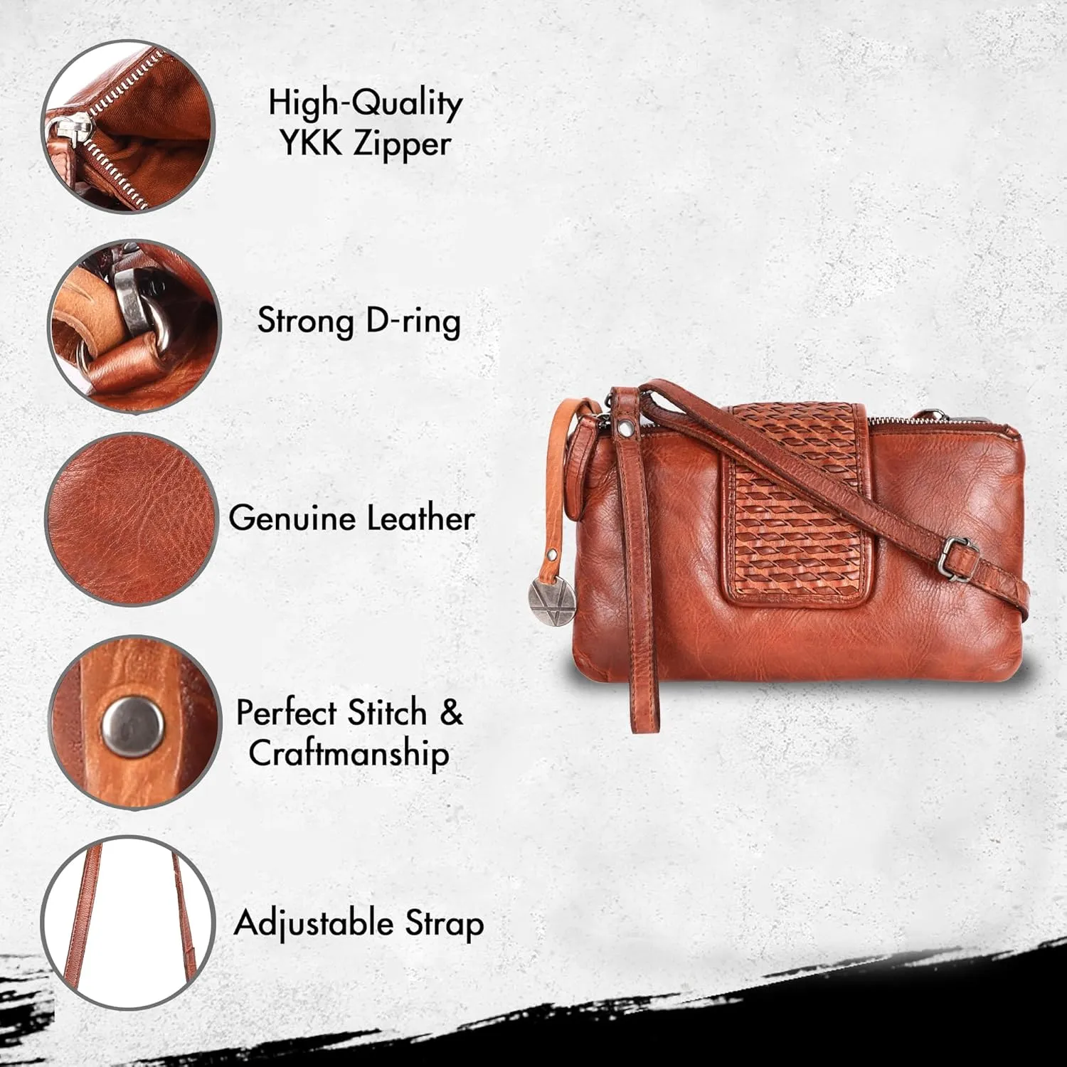 Genuine Leather Crossbody Sling Bag for Women - Trendy Casual Office Bag with Adjustable Strap