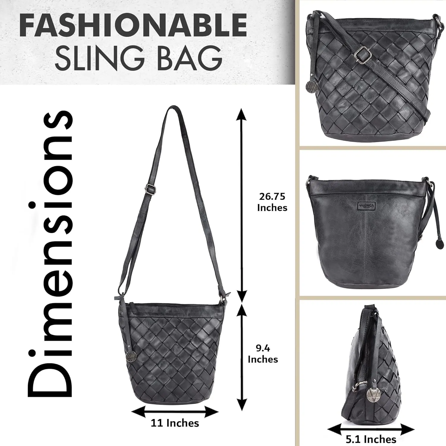 Genuine Leather Crossbody Sling Bag for Women - Trendy Casual Office Bag with Adjustable Strap