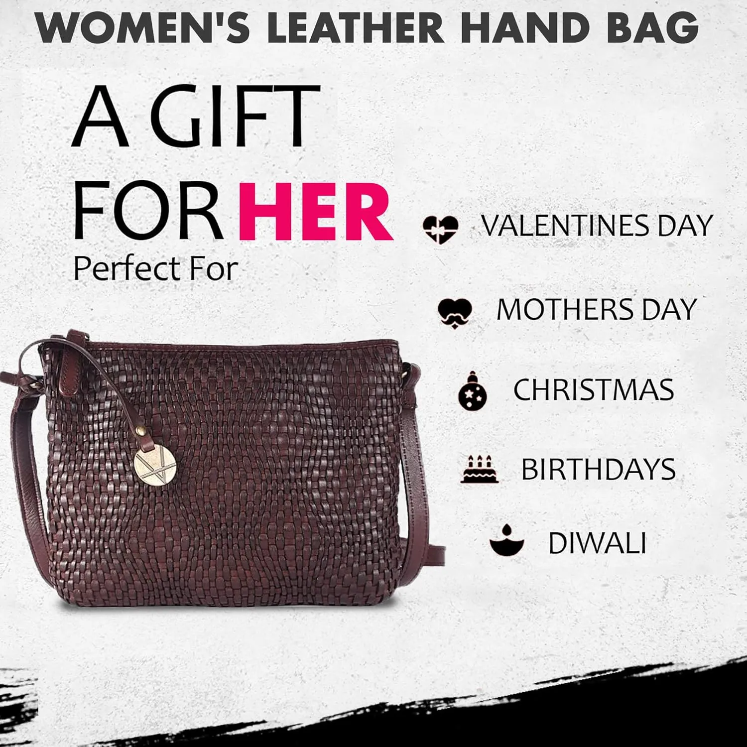 Genuine Leather Crossbody Sling Bag for Women - Trendy Casual Office Bag with Adjustable Strap