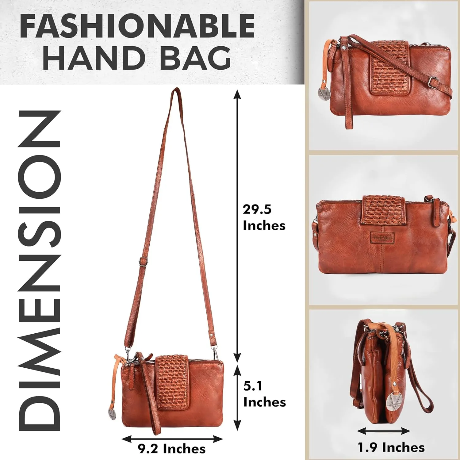 Genuine Leather Crossbody Sling Bag for Women - Trendy Casual Office Bag with Adjustable Strap