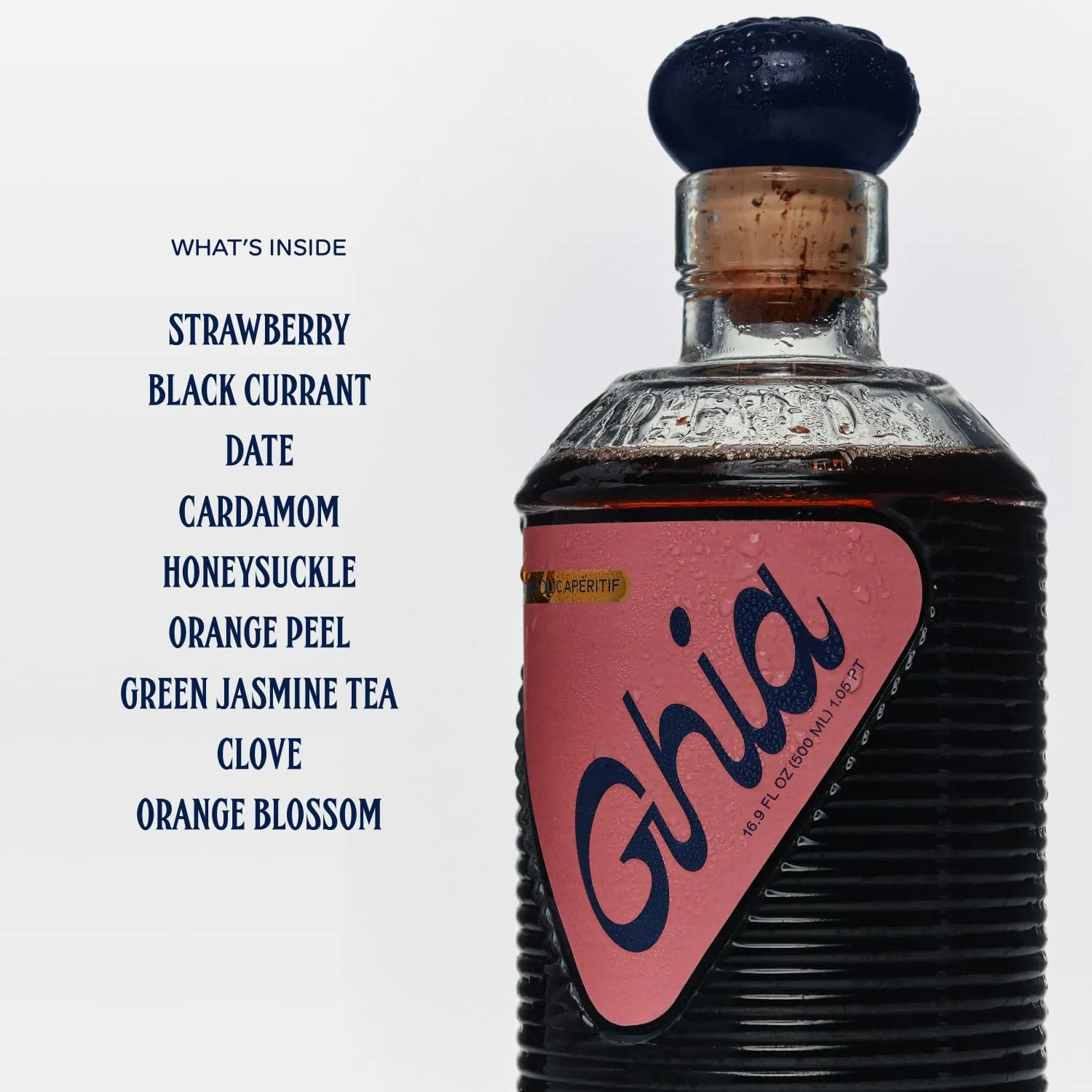 Ghia Non-Alcoholic Berry Apéritif - 500ml (1-Pack) | Botanical Mediterranean-Inspired Spirit Cocktail Mixer with Notes of Strawberry, Black Currant & Rosemary | Vegan, No Added Sugar