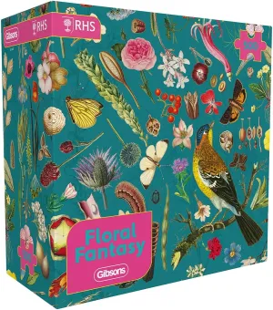 Gibsons RHS Floral Fantasy 500 Piece Jigsaw Puzzle Beautiful Botanical Artwork Nature Plants Insect Sustainable Jigsaw Puzzle for Adults Teens Premium 100% Recycled Board Great Gift Gibsons Games