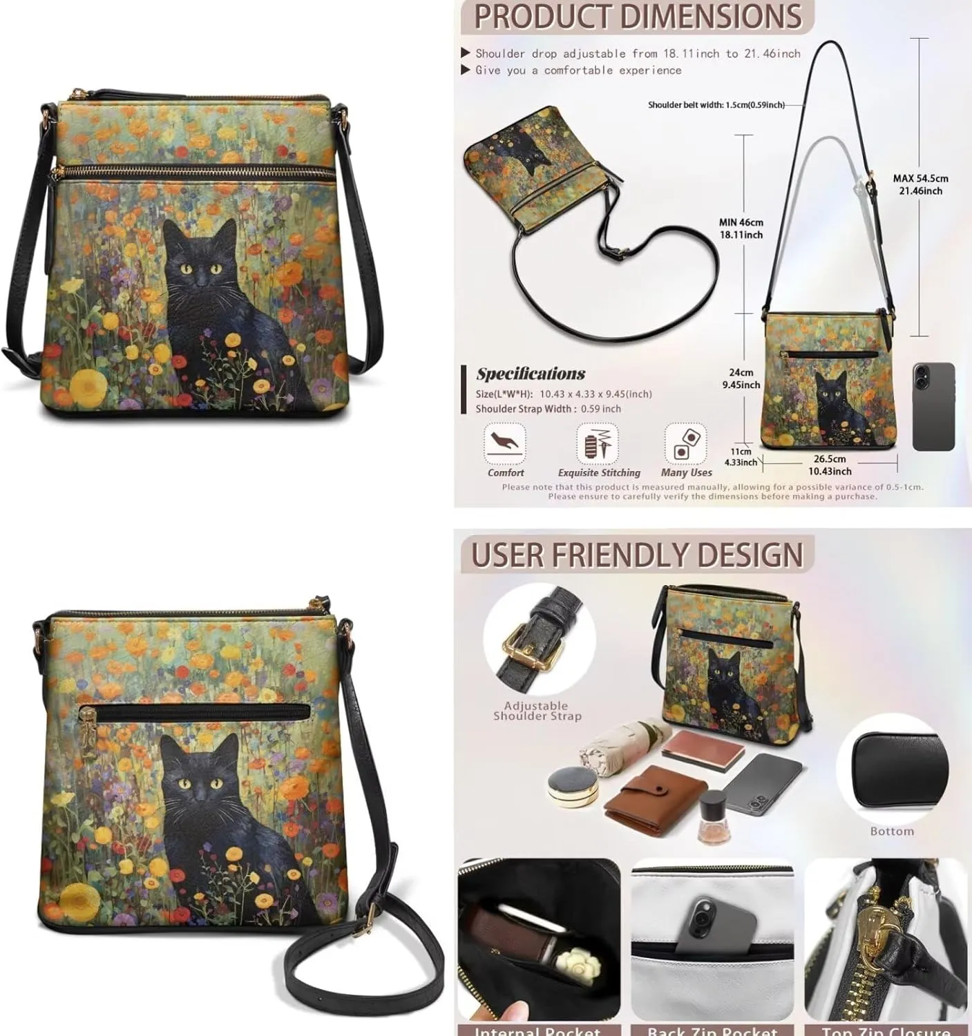 GIFTPUZZ Purse and Wallet Set for Women Ladies Hobo Bag Crossbody Bags Leather Shoulder Bag Valentine's Day Gifts