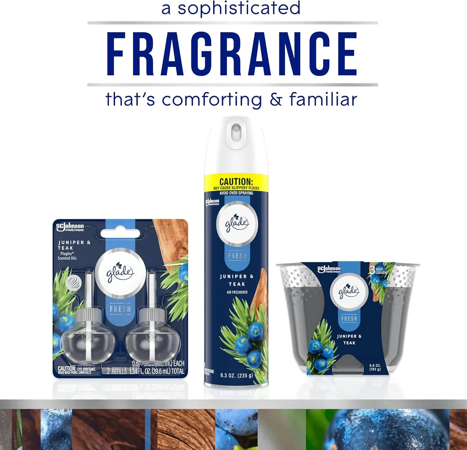 Glade Air Freshener Room Spray, Juniper & Teak, Fresh Collection, 8.3 oz, 6 Count