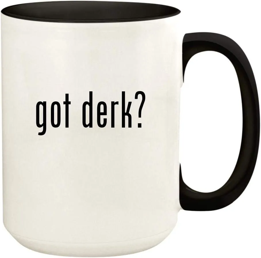got derk? - 15oz Ceramic Colored Handle and Inside Coffee Mug Cup, Black