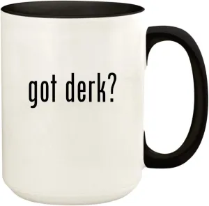 got derk? - 15oz Ceramic Colored Handle and Inside Coffee Mug Cup, Black
