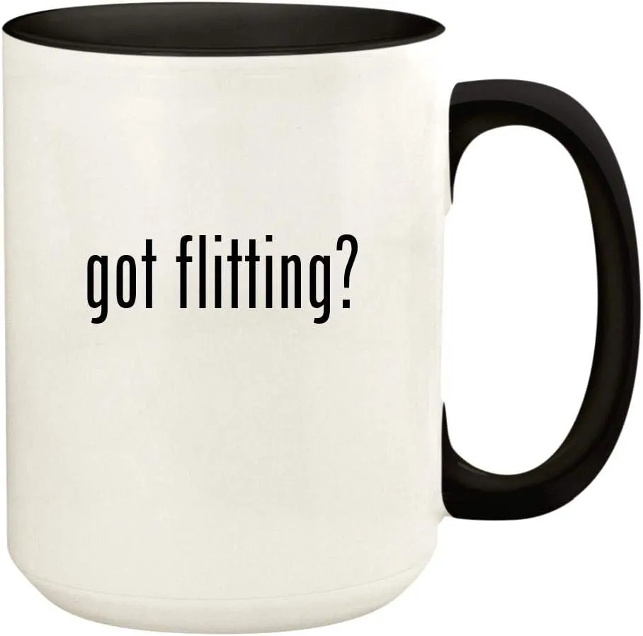 got flitting? - 15oz Ceramic Colored Handle and Inside Coffee Mug Cup, Black