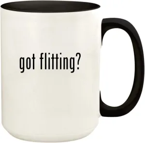 got flitting? - 15oz Ceramic Colored Handle and Inside Coffee Mug Cup, Black