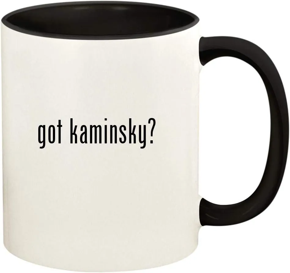 got kaminsky? - 11oz Ceramic Colored Handle and Inside Coffee Mug Cup, Black