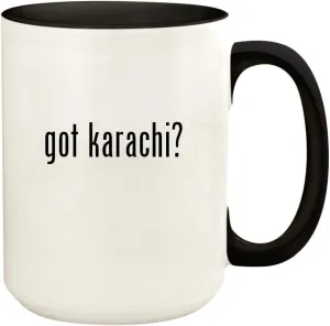 got karachi? - 15oz Ceramic Colored Handle and Inside Coffee Mug Cup, Black