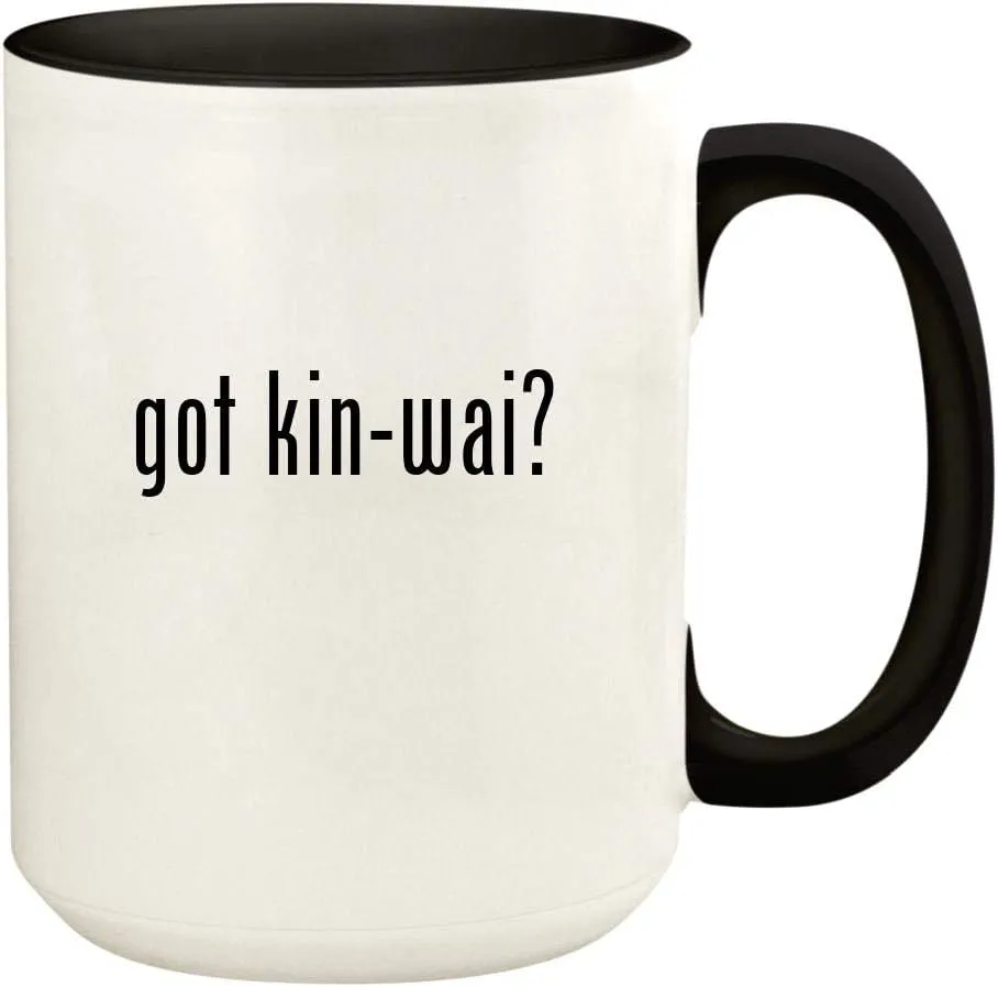 got kin-wai? - 15oz Ceramic Colored Handle and Inside Coffee Mug Cup, Black