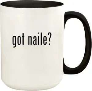 got naile? - 15oz Ceramic Colored Handle and Inside Coffee Mug Cup, Black