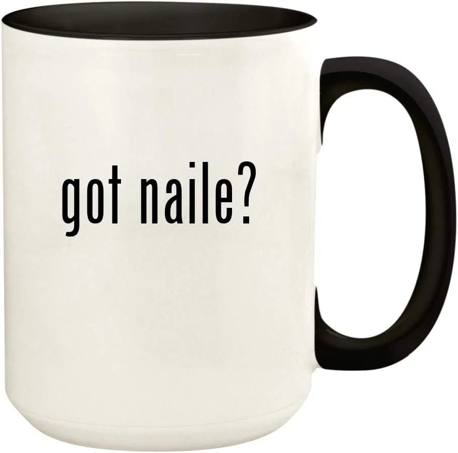 got naile? - 15oz Ceramic Colored Handle and Inside Coffee Mug Cup, Black