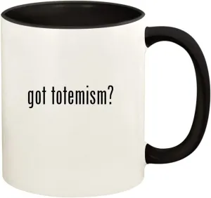 got totemism? - 11oz Ceramic Colored Handle and Inside Coffee Mug Cup, Black