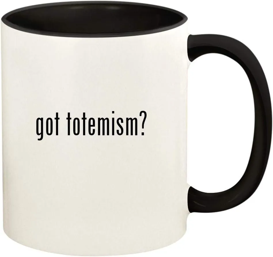 got totemism? - 11oz Ceramic Colored Handle and Inside Coffee Mug Cup, Black