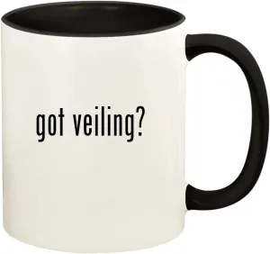 got veiling? - 11oz Ceramic Colored Handle and Inside Coffee Mug Cup, Black