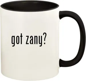 got zany? - 11oz Ceramic Colored Handle and Inside Coffee Mug Cup, Black