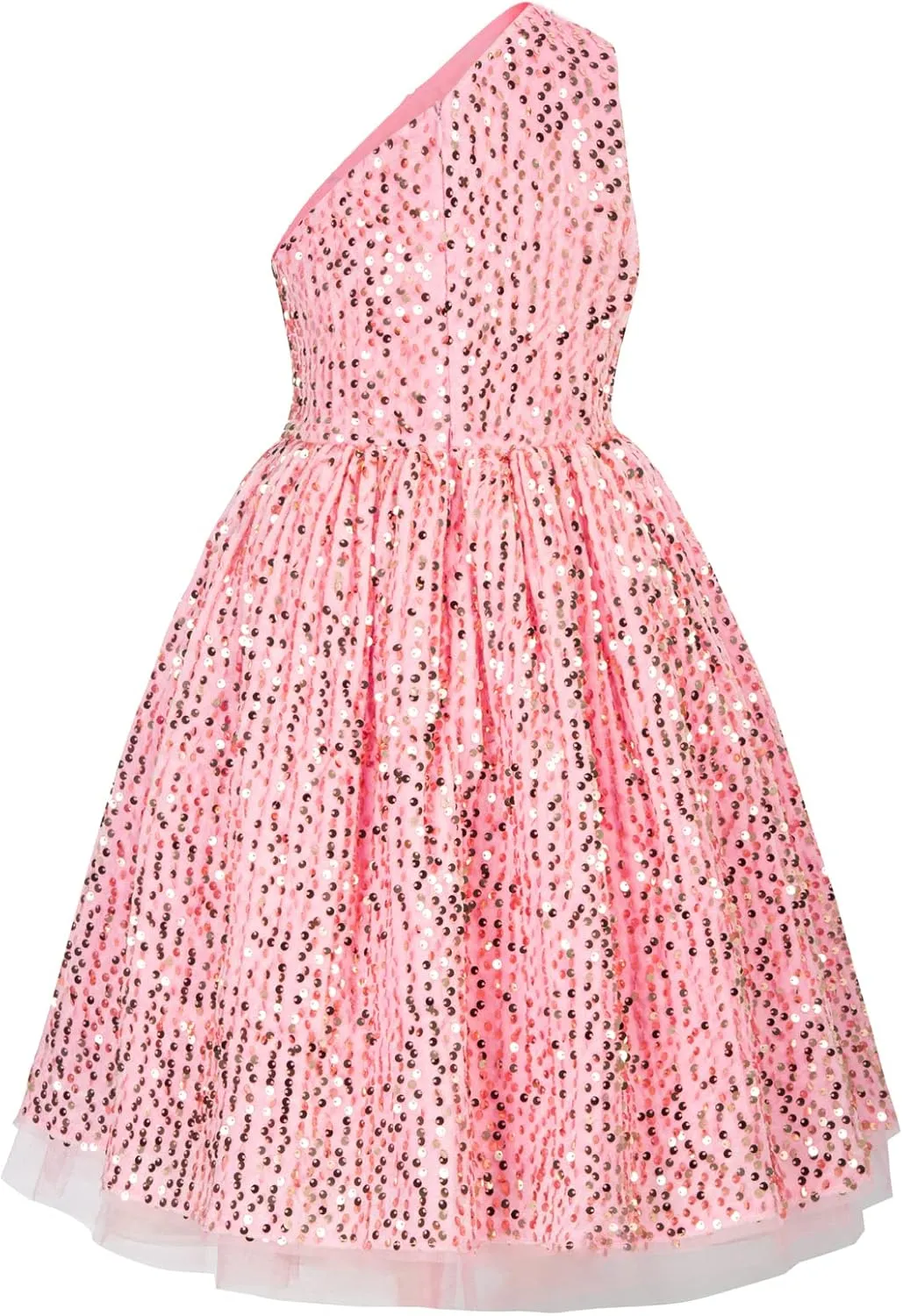 GRACE KARIN Girls Sequin Dress One Shoulder Wedding Party Gown with Hair Bow 5-12Y