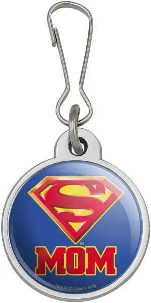 GRAPHICS & MORE Superman Super Mom Shield Logo Jacket Handbag Purse Luggage Backpack Zipper Pull Charm