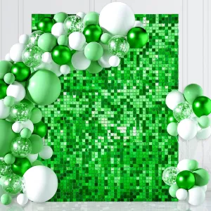 Green Sequin Backdrop Square Sparkly Wall Backdrop 3ftx6ft Shimmer Wall Backdrop for Christmas Wedding Anniversary Disco Baby Shower Photograph Backgrounds
