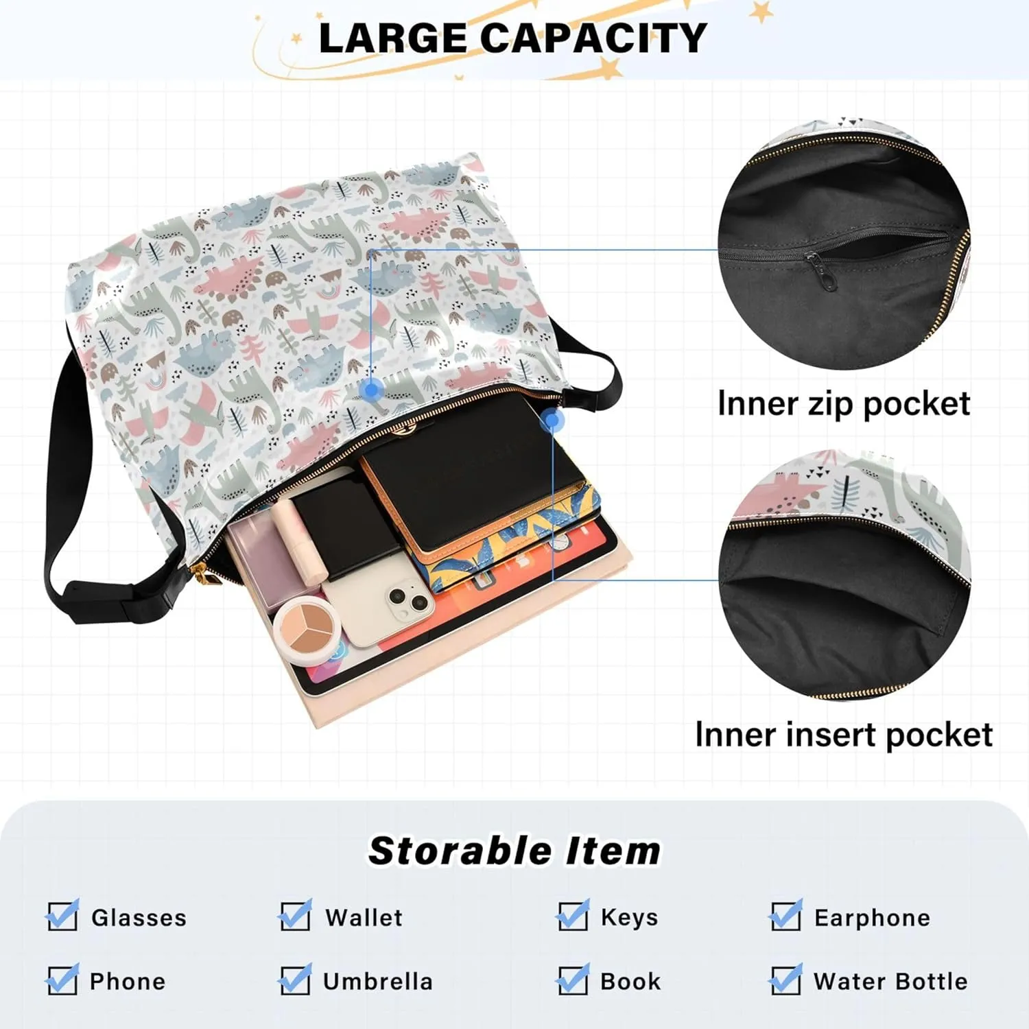 Grunge Dinosaur Dark Colorful PU Leather Women Bag Hobo Large Purse Crossbody Animal Print Women Handbags Purse