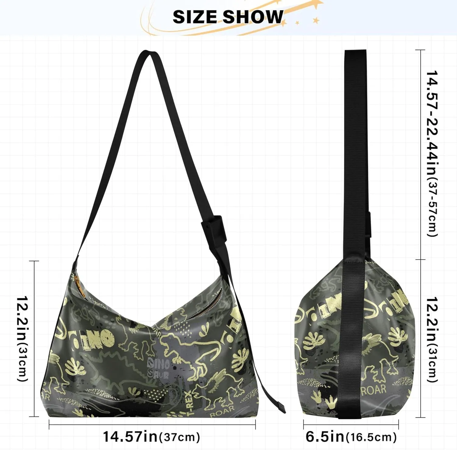 Grunge Dinosaur Dark Colorful PU Leather Women Bag Hobo Large Purse Crossbody Animal Print Women Handbags Purse