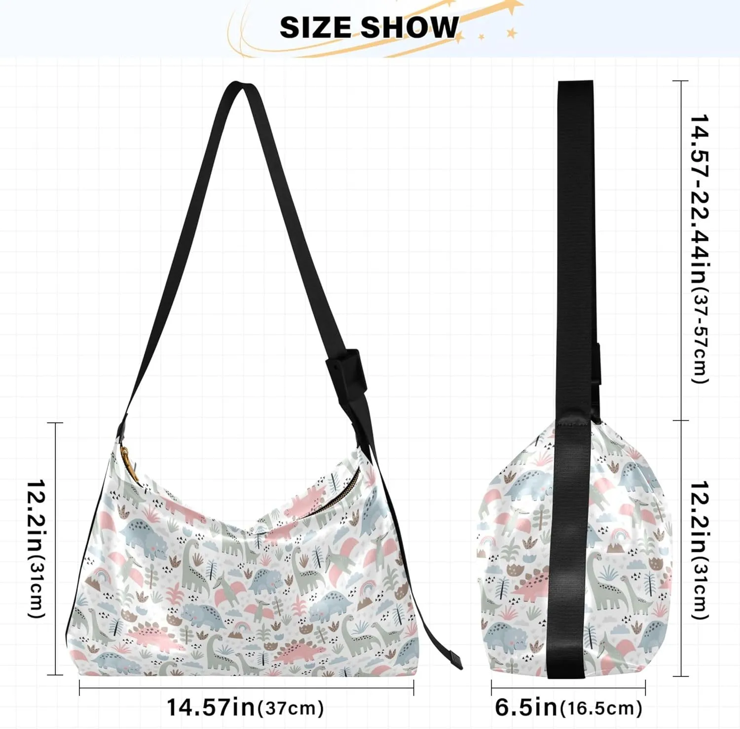 Grunge Dinosaur Dark Colorful PU Leather Women Bag Hobo Large Purse Crossbody Animal Print Women Handbags Purse