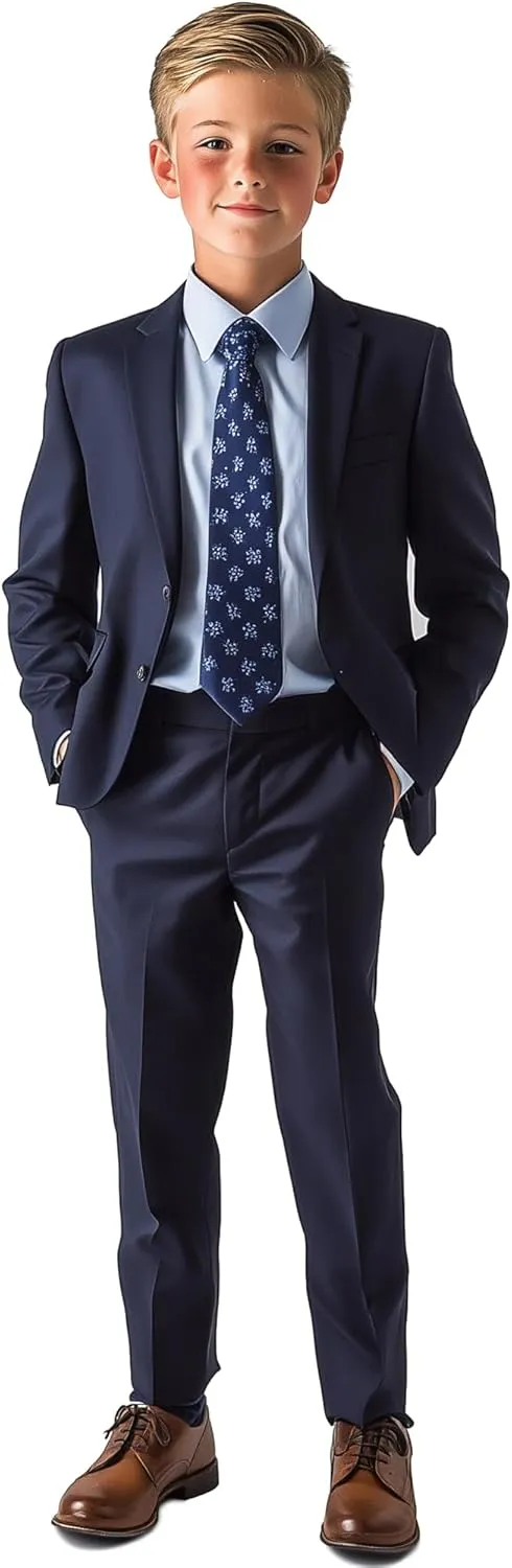 Haggar Boys' 4-Piece Suit, Dress Shirt & Tie Set