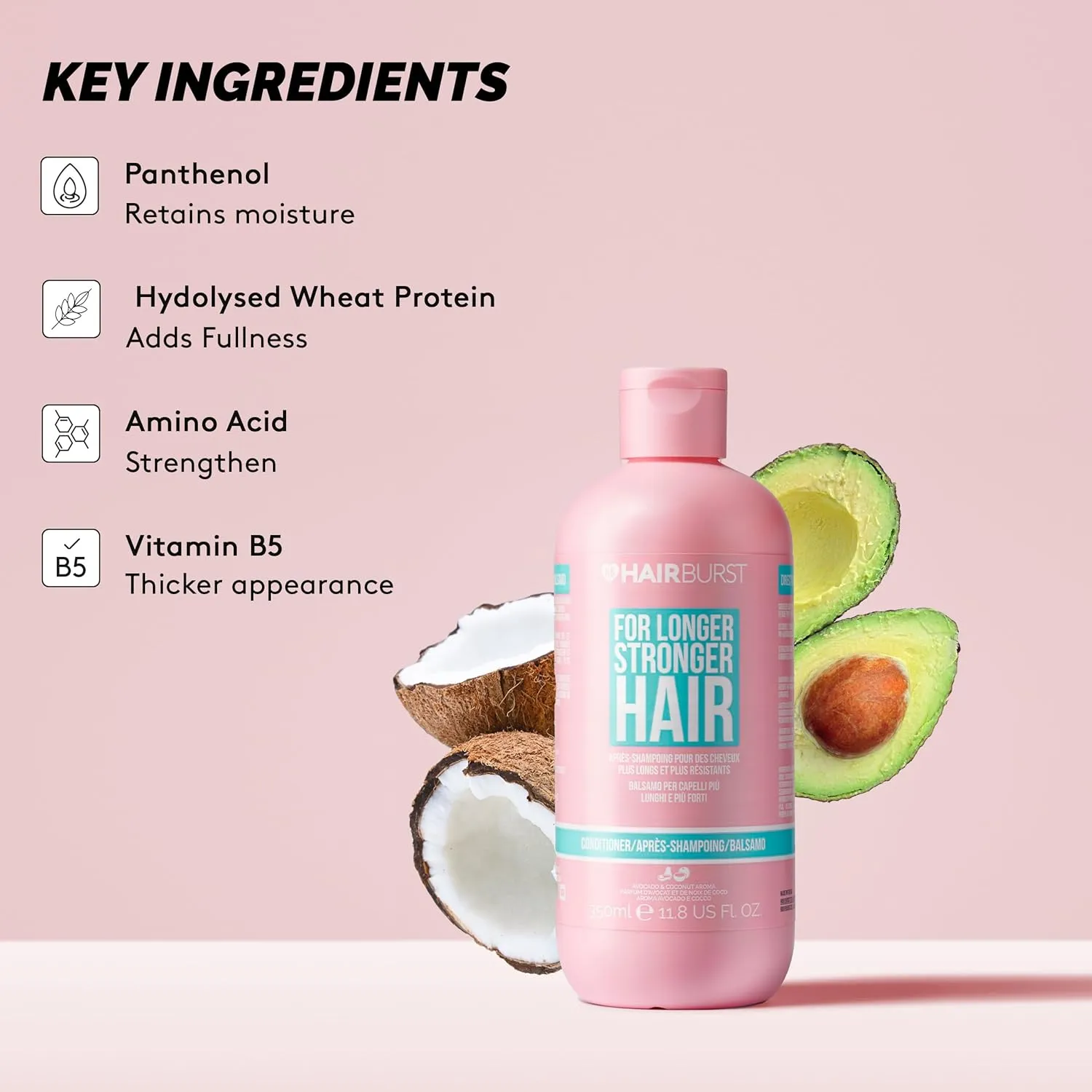 HAIR BURST Hair Growth Conditioner For Woman — Reduces Hair Loss - Strengthens Growth - Contains No SLS and Parabens - Coconut and Avocado Aroma - New Bigger Bottles 11.8 US FL. OZ
