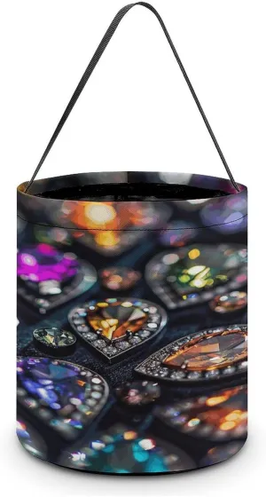 Halloween Candy Bucket,Halloween Trick Or Treat Bags,Airplane Flying in The Air Collapsible Reusable Candy Basket